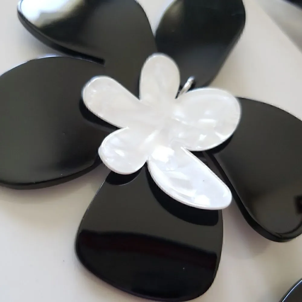 Zara Black & White Acetate Earrings